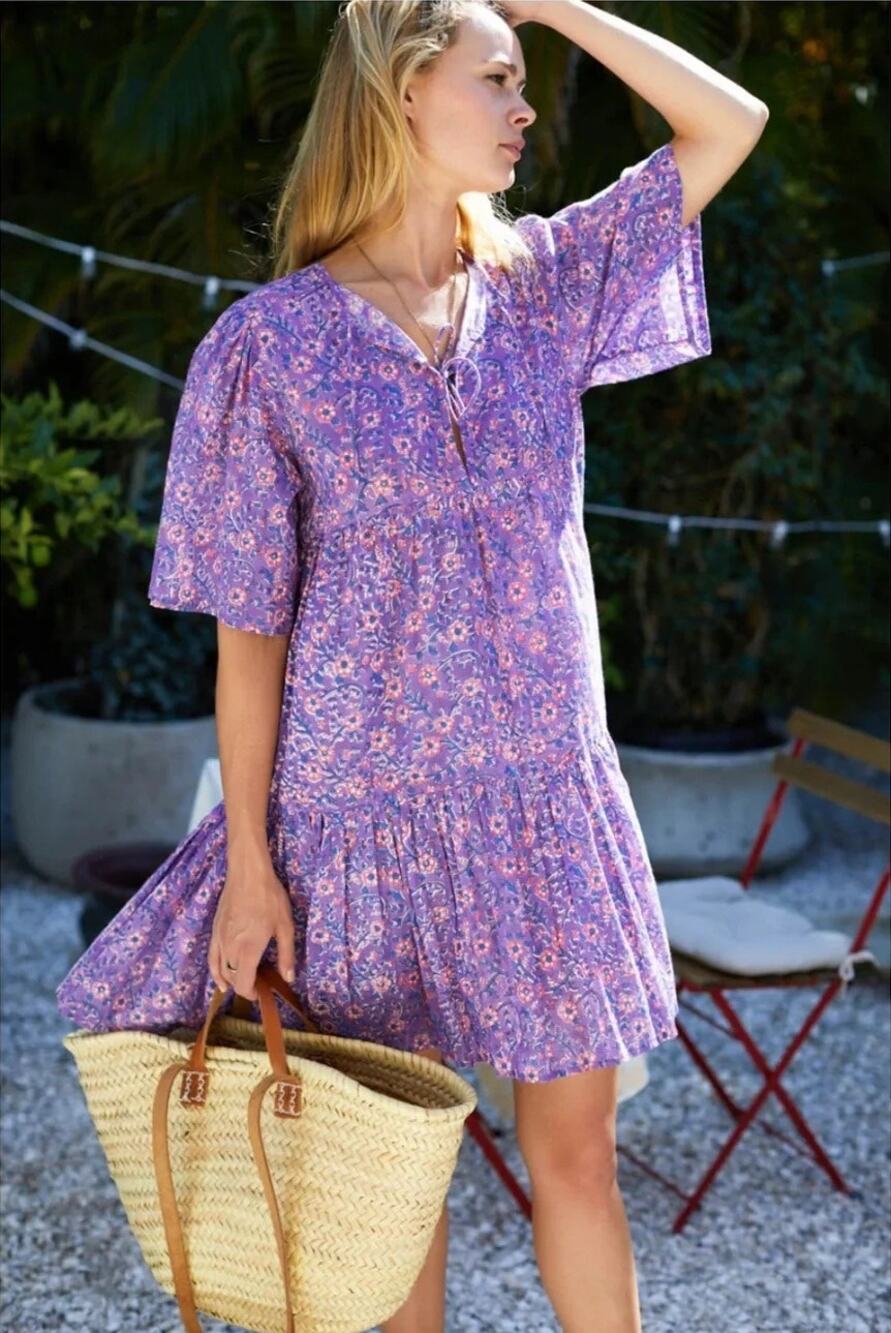 Emerson Fry India Collection Isla Wildflower Mini Dress Violet XS/S